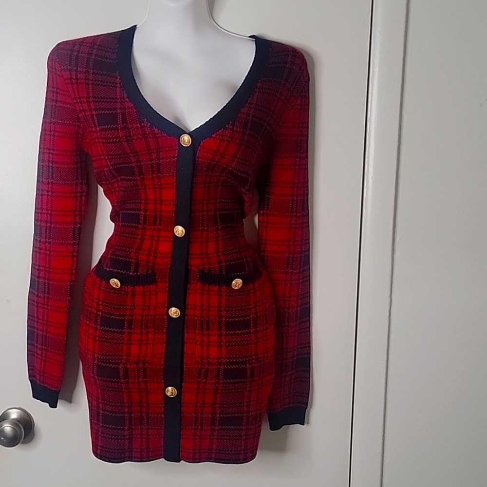 Red plaid dress
